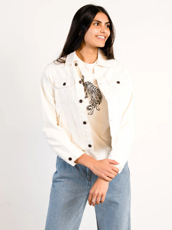 ABLE white denim jacket with chest pockets