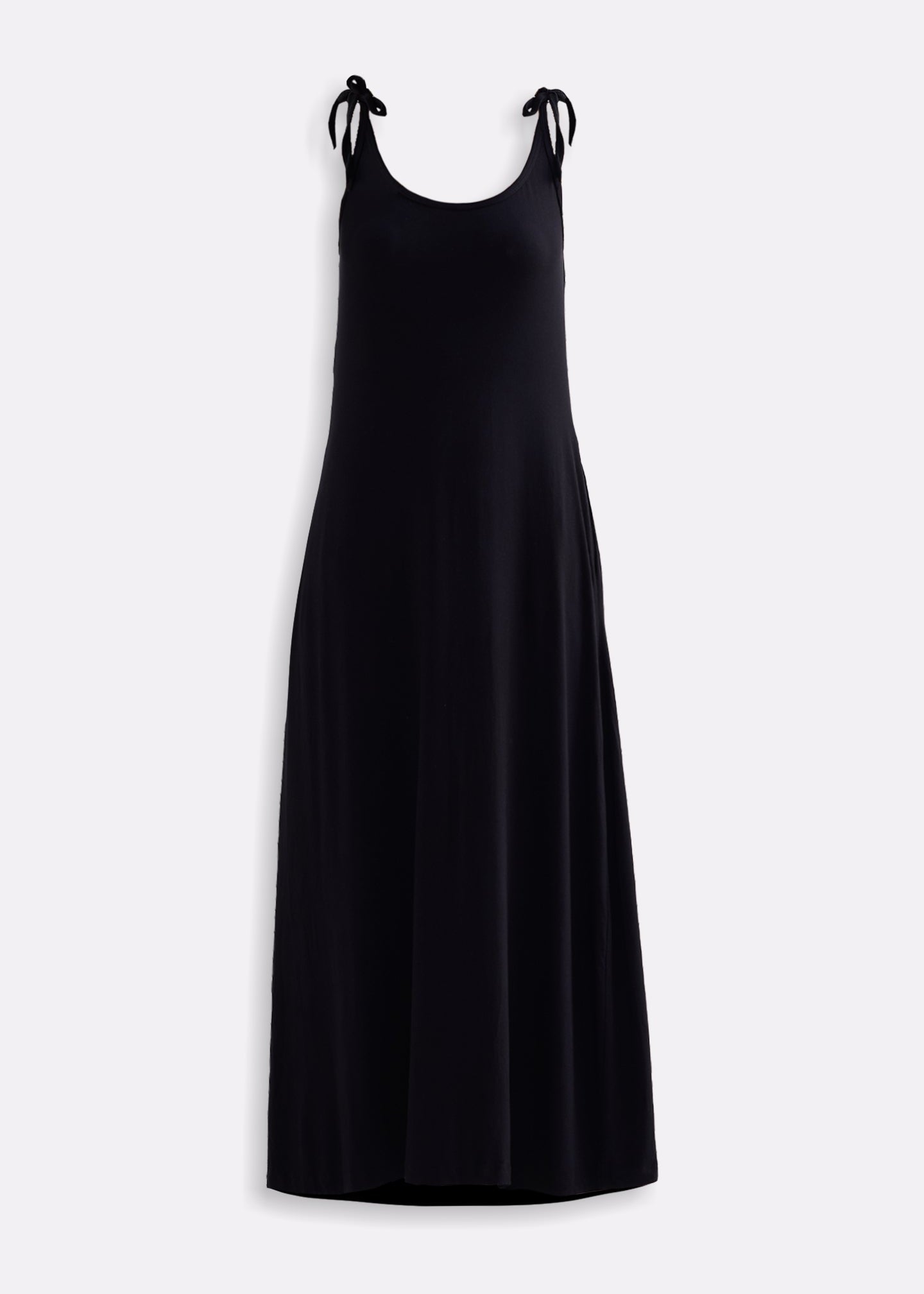 Tie-Detail Maxi Dress in Black Flat Lay