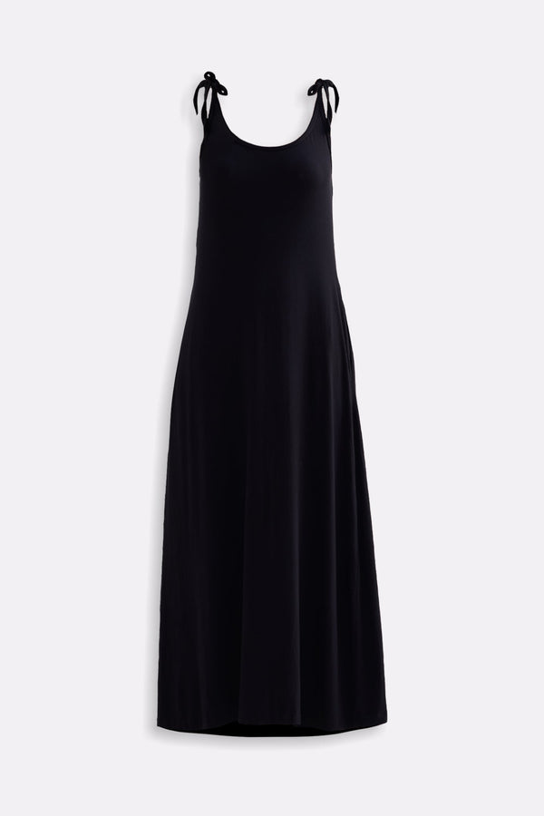 Reistor Tie-Detail Maxi Dress in Black - maxi dress fabric detail