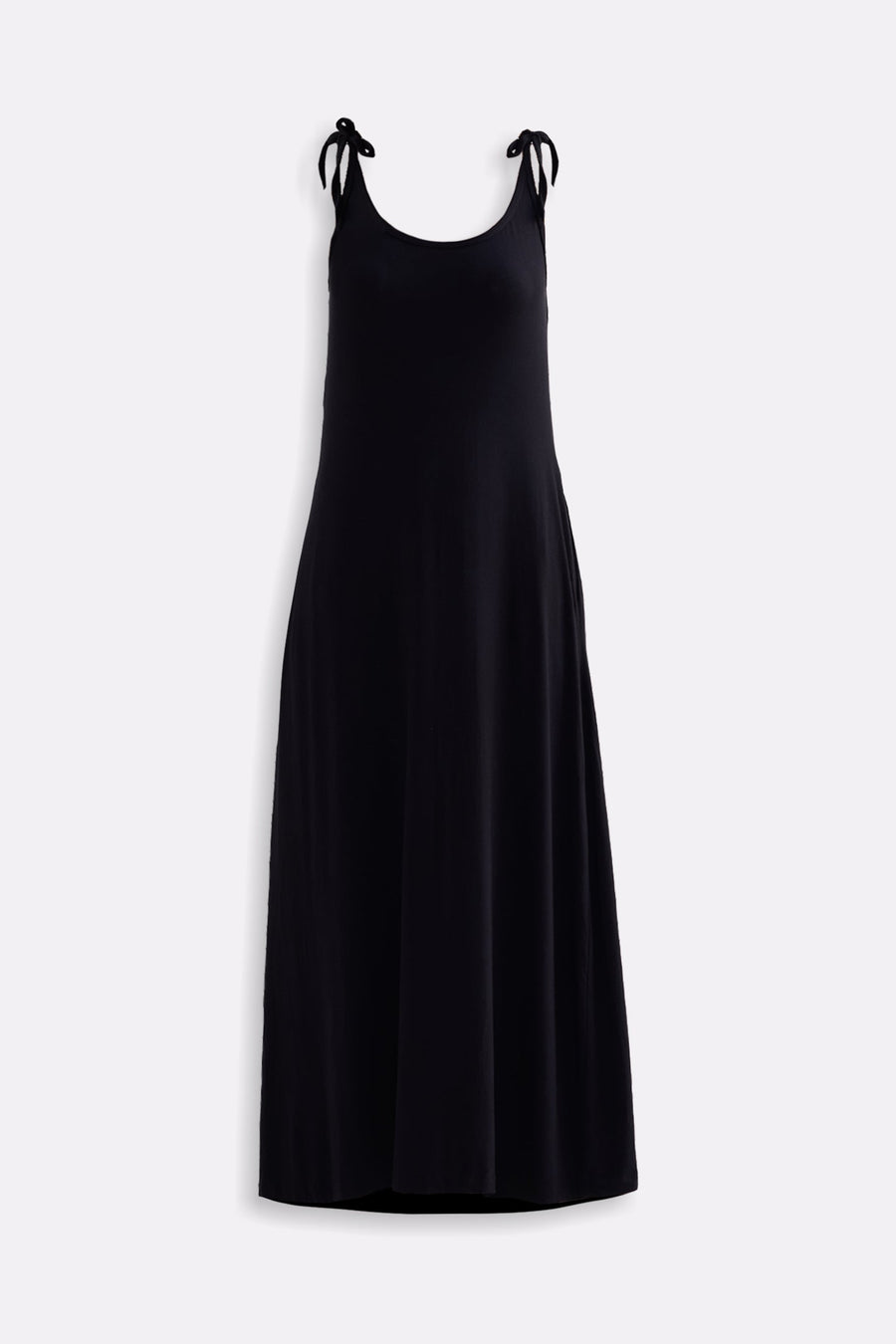 Reistor Tie-Detail Maxi Dress in Black - maxi dress fabric detail
