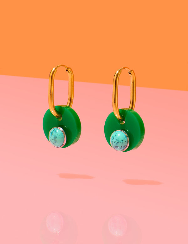 Tribeandtemple Deco Glam Medallion Oval Hoops - hoop earrings