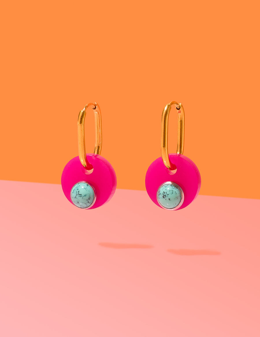 Tribeandtemple Deco Glam Medallion Oval Hoops - hoop earrings