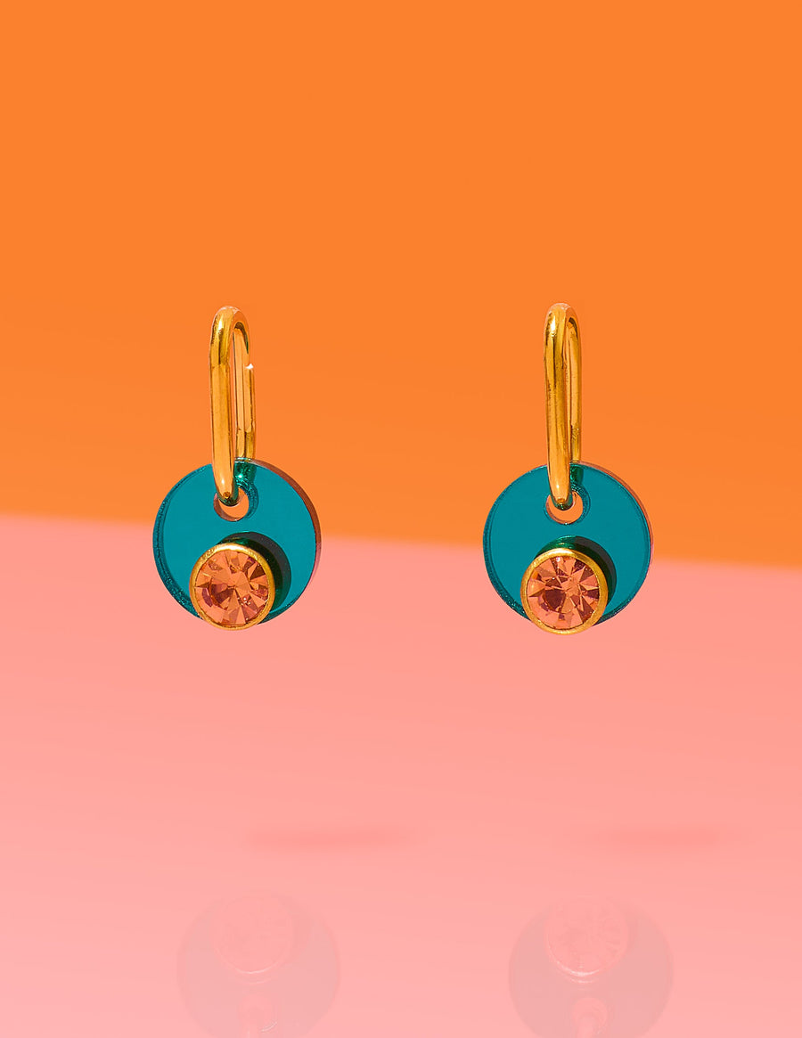 Tribeandtemple Deco Glam Medallion Oval Hoops - hoop earrings