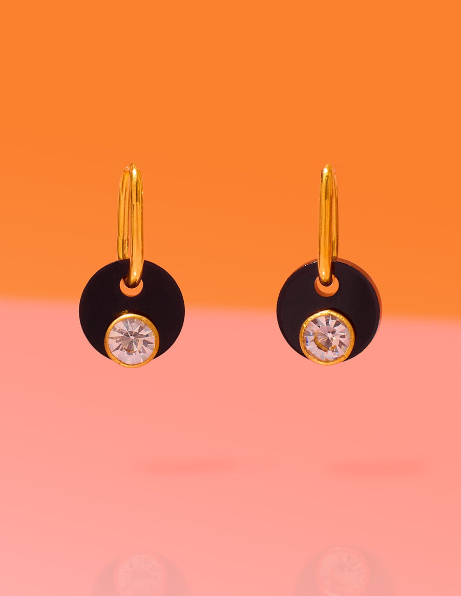 Tribeandtemple Deco Glam Medallion Oval Hoops - hoop earrings