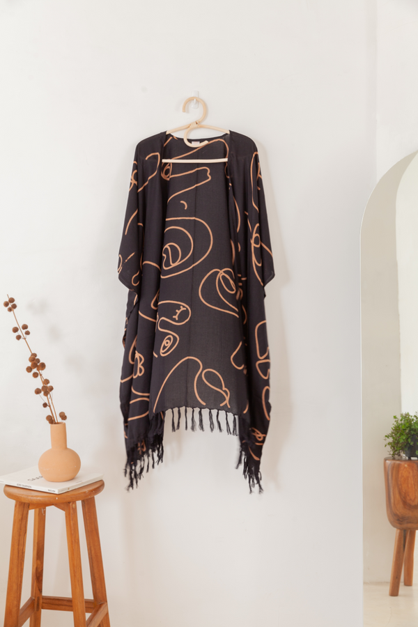 Village Thrive Faces Kimono - plus size garment, product view