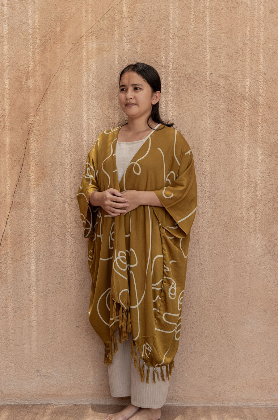 Village Thrive Faces Kimono - plus size garment, product view