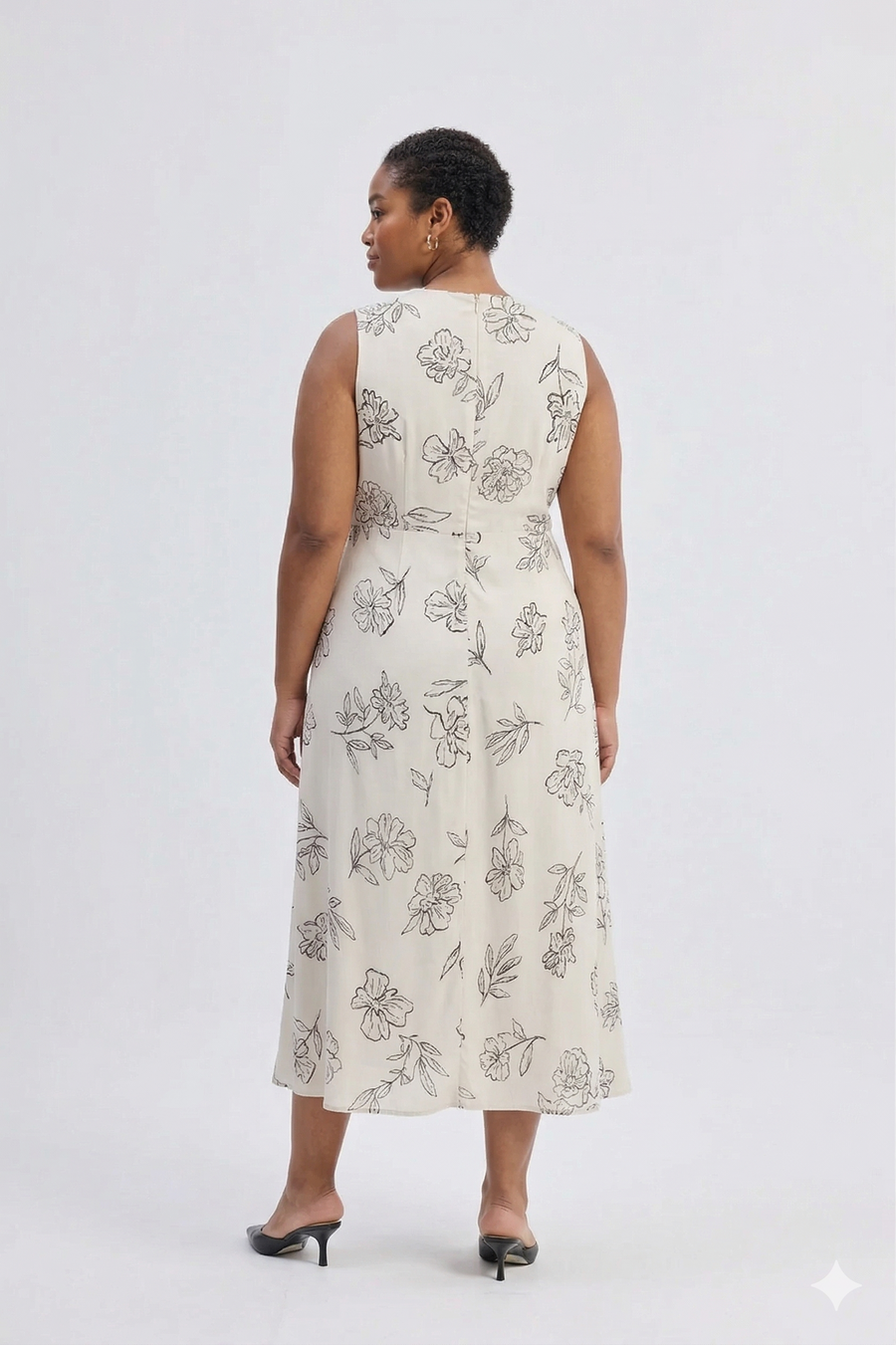 Reistor Front Twist Maxi dress in Black Florals - plus size maxi dress, product view