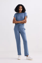 Wide Leg Pant in Blue Front