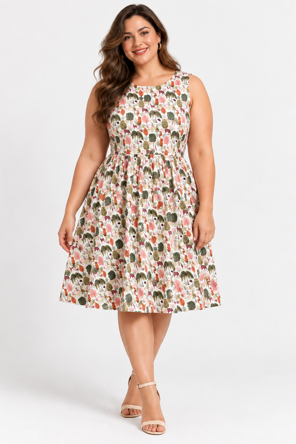 Woodland Vintage Dress in Cream