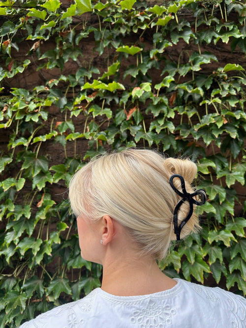 Solar Eclipse Ballet Bow Acetate Claw Clip in Black - handcrafted hair clip