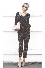 Symbology Clothing Baby Cacti Wrap Jumpsuit in Black & Ivory - plus size jumpsuit, product view