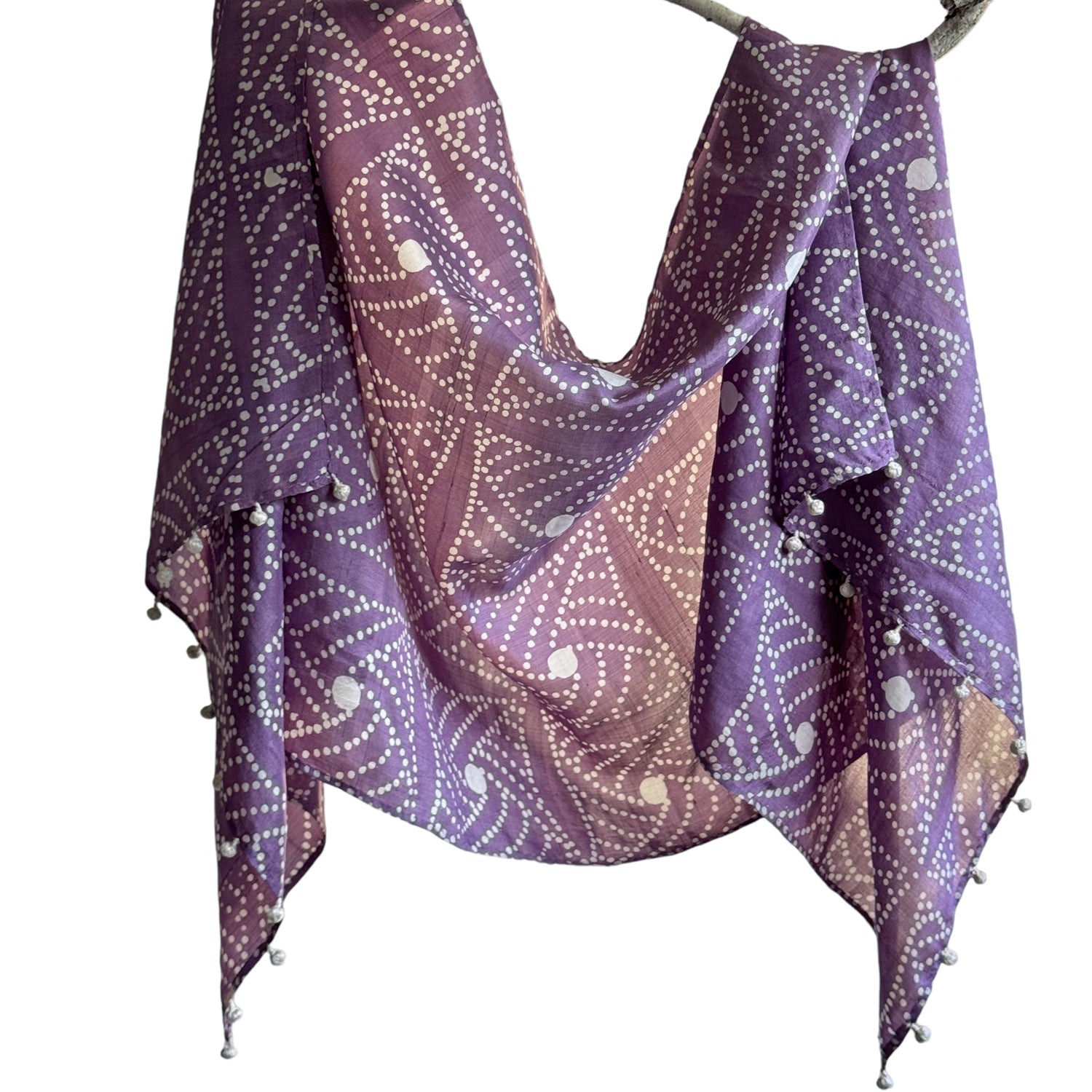 Fyoli Fyoli DEWBERRY Batik Hand Block Printed Mulberry Silk Scarf | Viva Voce