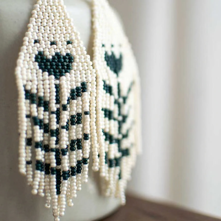 Beaded Fringe Earrings | Flor