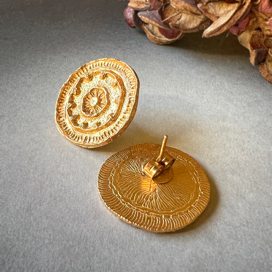 Fyoli Fyoli BEEJ MANDALA Post Earrings in Gold - women's artisan earrings