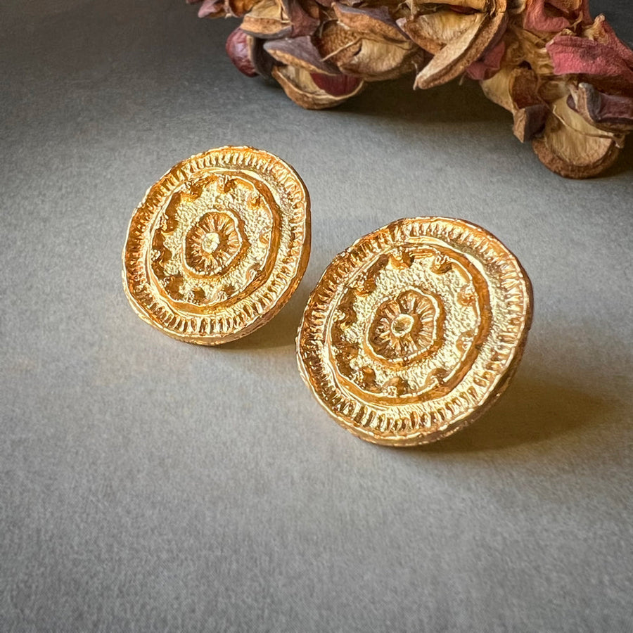 Fyoli Fyoli BEEJ MANDALA Post Earrings in Gold - women's artisan earrings