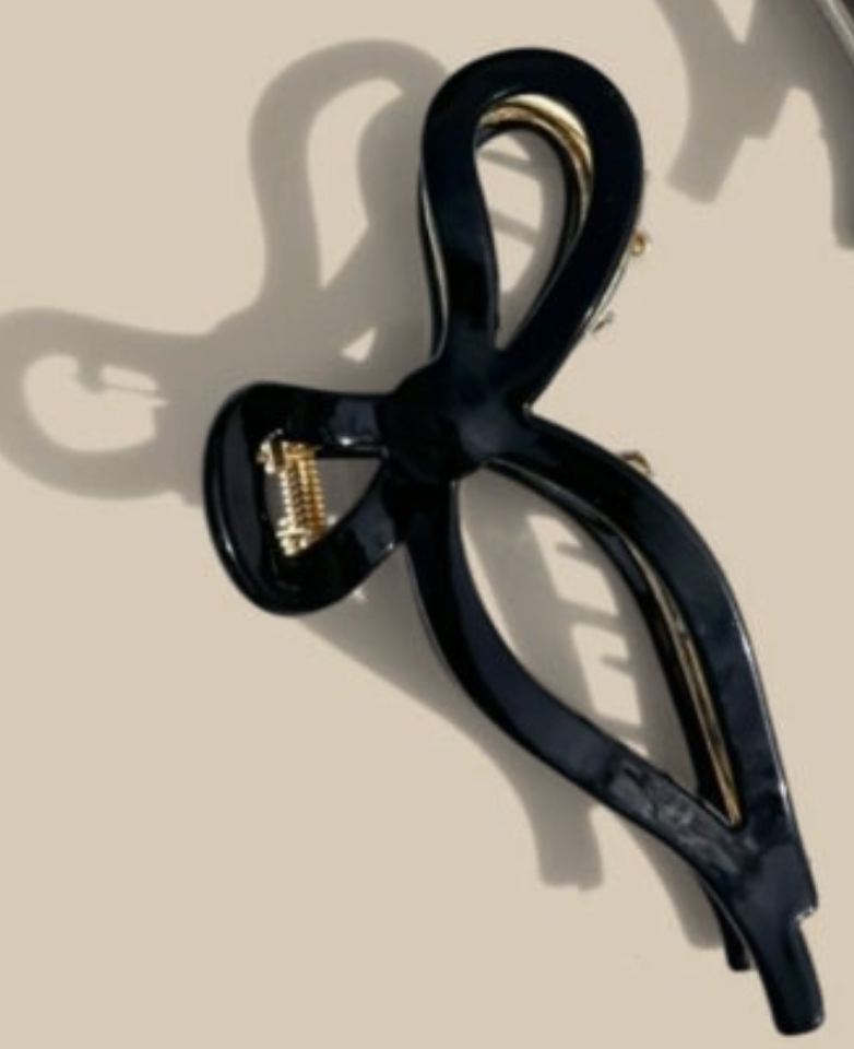 Solar Eclipse Ballet Bow Acetate Claw Clip in Black - handcrafted hair clip