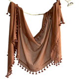 Fyoli Fyoli WOVEN MIST Night Indigo Natural Dye Handwoven Scarf in Madder Pink - women's artisan scarf