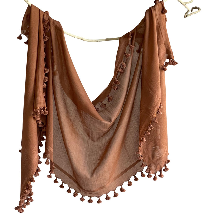 Fyoli Fyoli WOVEN MIST Night Indigo Natural Dye Handwoven Scarf in Madder Pink - women's artisan scarf