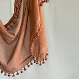Fyoli Fyoli WOVEN MIST Night Indigo Natural Dye Handwoven Scarf in Madder Pink - women's artisan scarf