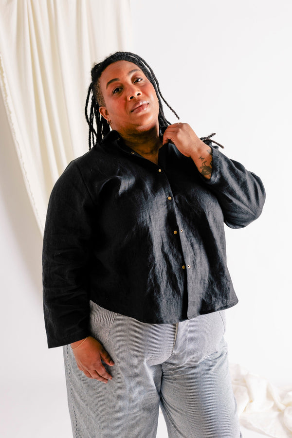 Pamut Apparel USA Celine Shirt in Linen - plus size garment, product view