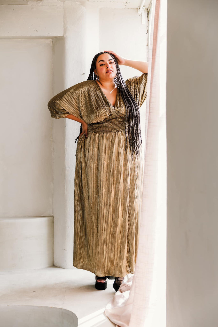 byVINNIK Colle Voce Dress - Liquid Gold - plus size dress, product view
