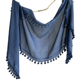 Fyoli Fyoli WOVEN MIST Night Indigo Natural Dye Handwoven Scarf in Madder Pink - women's artisan scarf