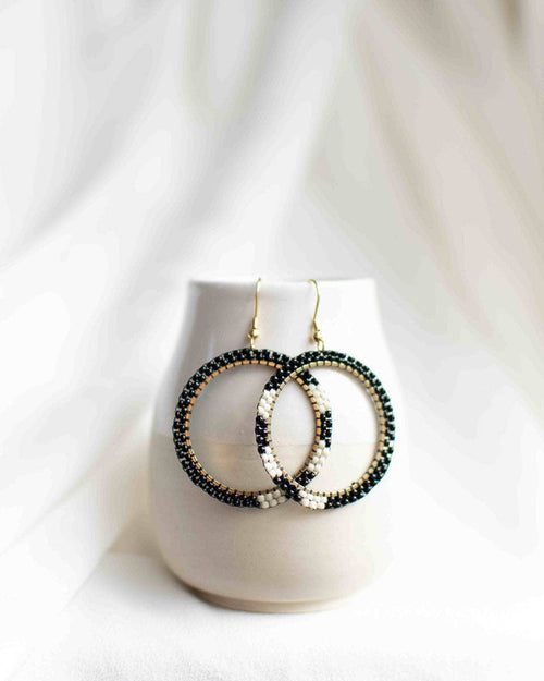 Fair + Simple Beaded Fringe Hoop Earrings in Raya - handcrafted earrings