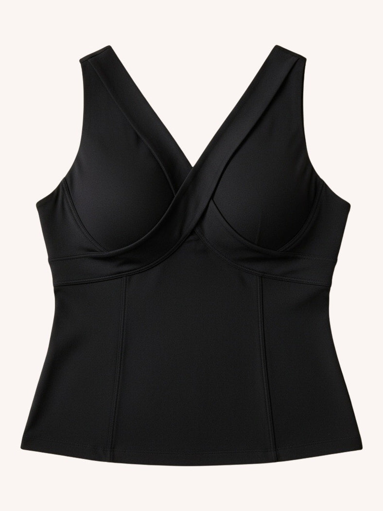 Embrago Full Support Bra-Free Top in Black - inclusive bra, front view