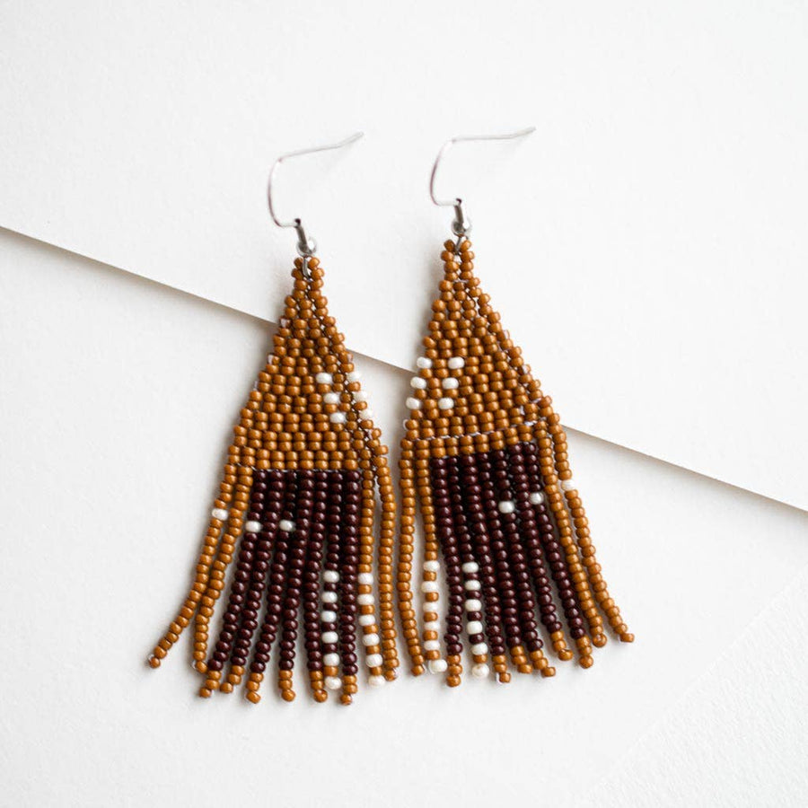 Fair + Simple Beaded Fringe Earrings in Otoño - handcrafted earrings