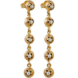 Pair of Fyoli Fyoli BEEJ 22K gold-plated brass seedpod dangle earrings set with tiny glass pearl beads.