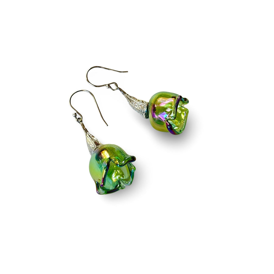 GLIMMER Green Pod Dangle Earrings