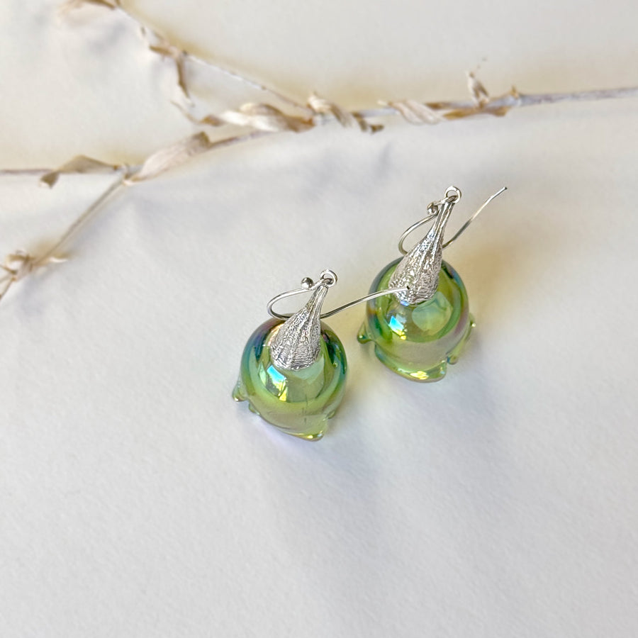 GLIMMER Green Pod Dangle Earrings