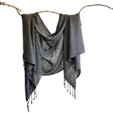 Fyoli Fyoli SHANTI Peace Eri Silk Natural Dye Handwoven Scarf in Iron Grey - women's artisan scarf