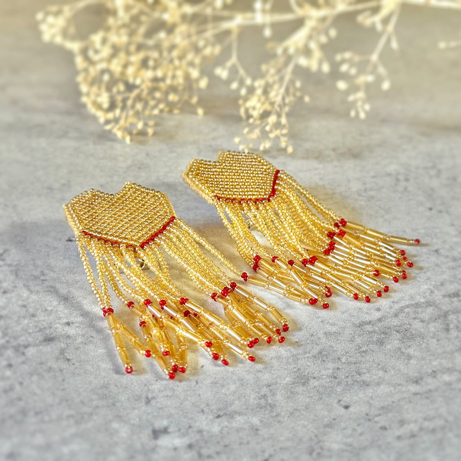 Fyoli Fyoli HEARTSTRINGS Hand Embroidered Earrings in White on White - women's artisan earrings