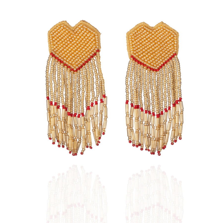 Fyoli Fyoli HEARTSTRINGS Hand Embroidered Earrings in White on White - women's artisan earrings