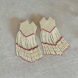 Fyoli Fyoli HEARTSTRINGS Hand Embroidered Earrings in White on White - women's artisan earrings