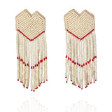 Fyoli Fyoli HEARTSTRINGS Hand Embroidered Earrings in White on White - women's artisan earrings