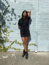 NOOWORKS Shortalls Black Overdye - plus size shorts, product view