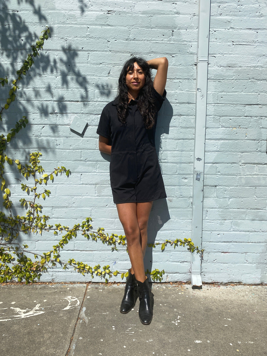 NOOWORKS Shortalls Black Overdye - plus size shorts, product view