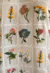 Tamara Malas Dune Dress Cotton Long cream grid floral pattern technical fabric macro close up view