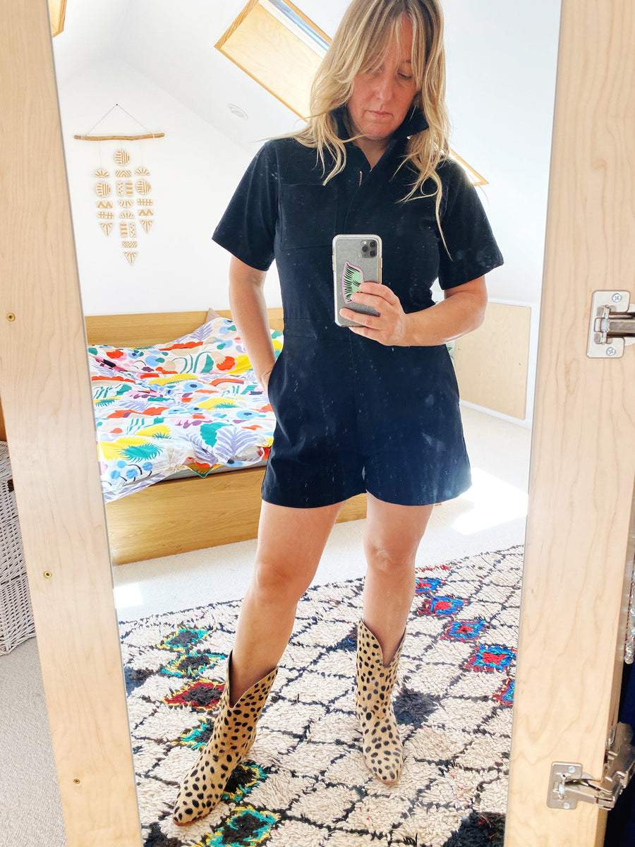 NOOWORKS Shortalls Black Overdye - plus size shorts, product view