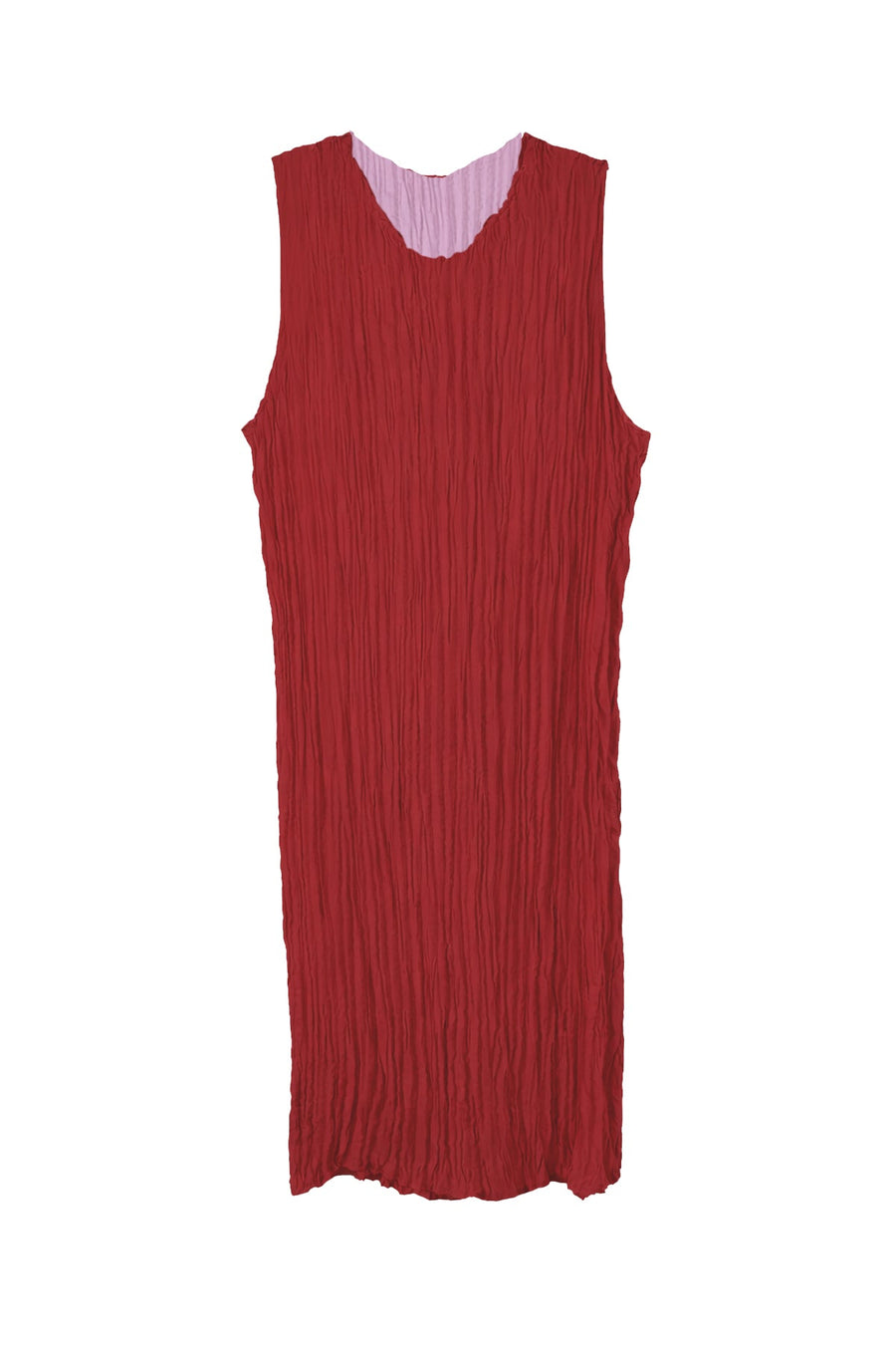 Jaya Pleated Dress- Reversible Lavender/ Lipstick Red