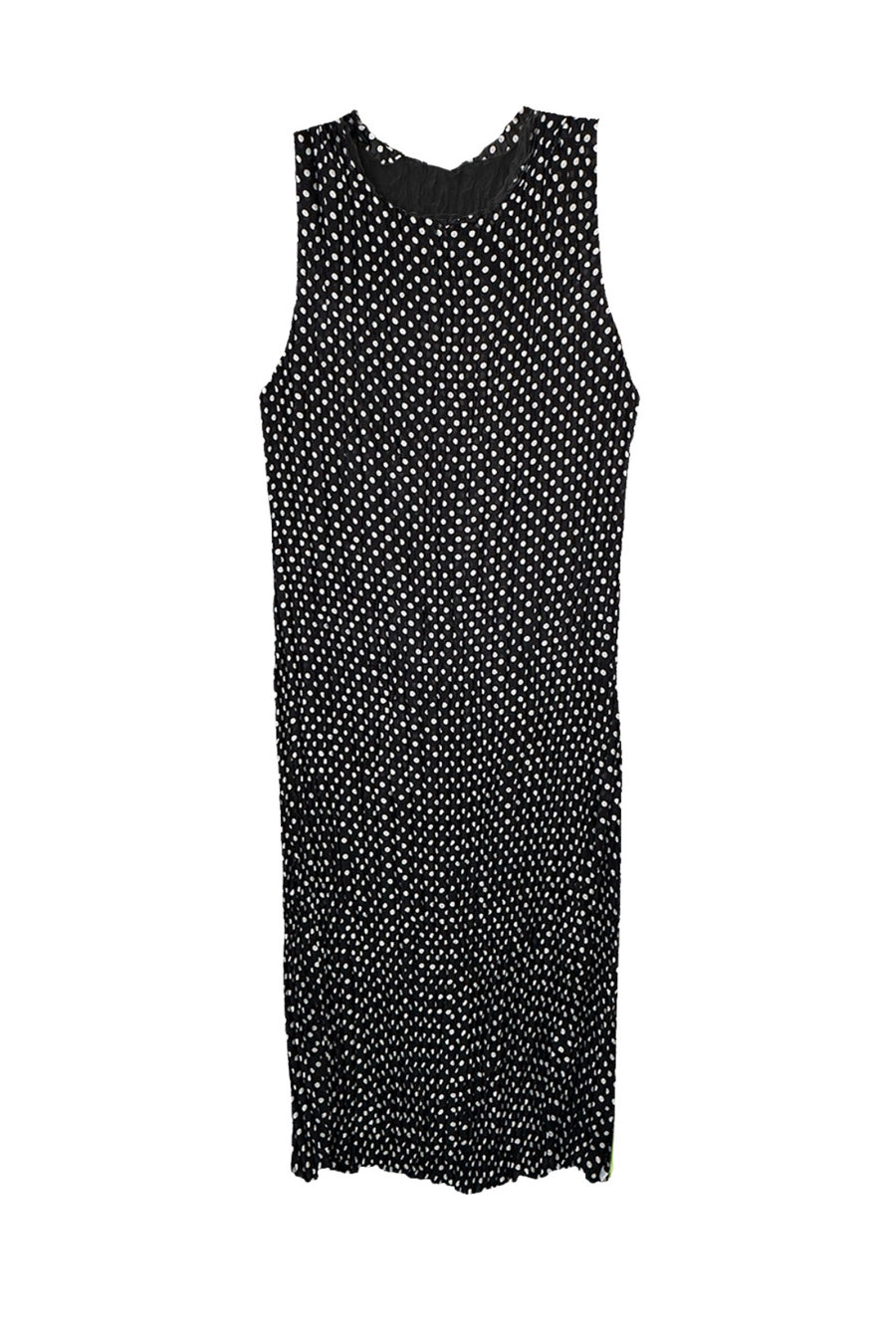 Jaya Pleated Dress- Reversible Polka Dot / Black