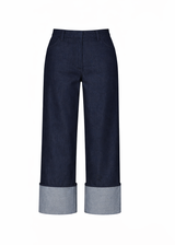 Hilary MacMillan Wide Cuffed Jeans in Blue - size-inclusive women's clothing