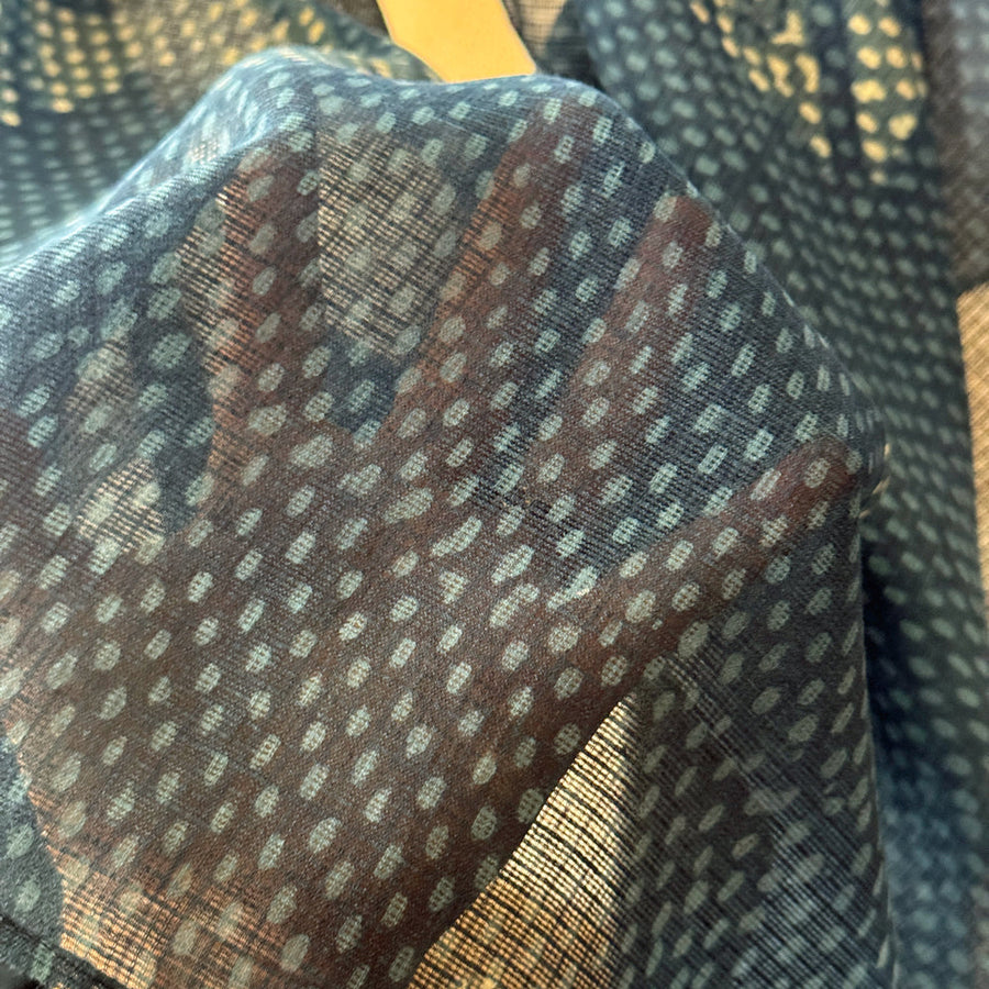 Fyoli Fyoli NEELAM II Kota Doria Handwoven Scarf in Indigo Blue - women's artisan scarf