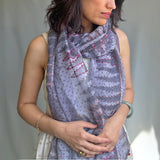 Fyoli Fyoli PRANA Kota Silk Scarf in Lilac Grey - women's artisan scarf