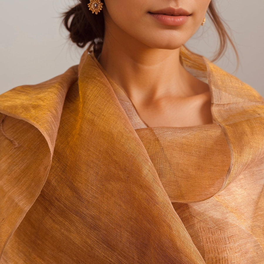 Fyoli Fyoli TANA Linen Shimmer Natural Dyed Scarf - women's artisan scarf