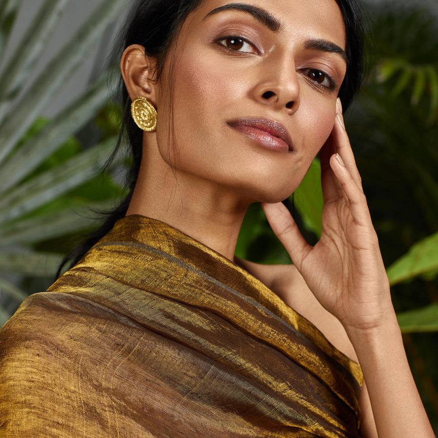 Fyoli Fyoli BEEJ MANDALA Post Earrings in Gold - women's artisan earrings