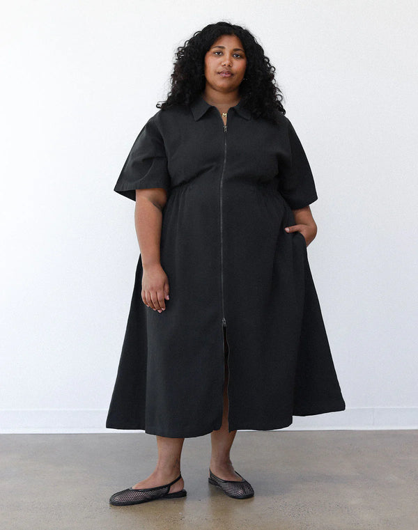 Noble Ash Long Utility Dress with Front Zipper