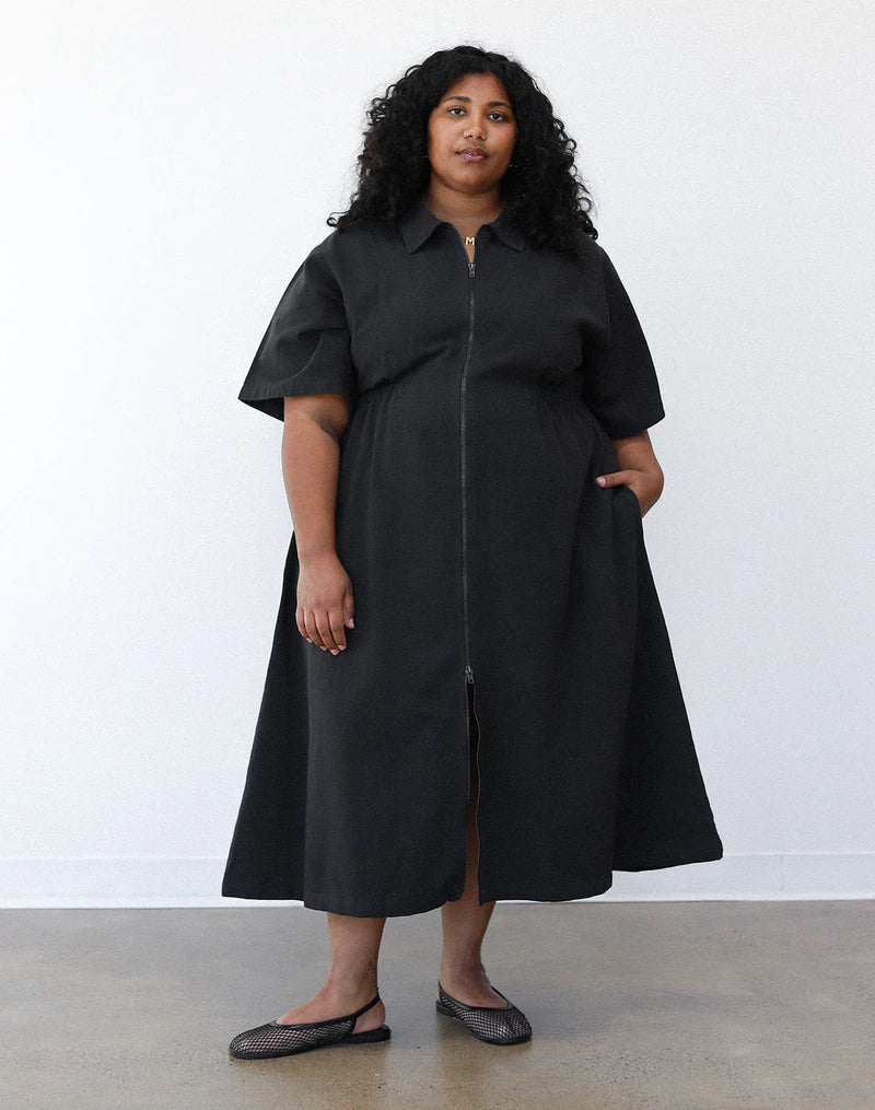 Noble Ash Long Utility Dress with Front Zipper